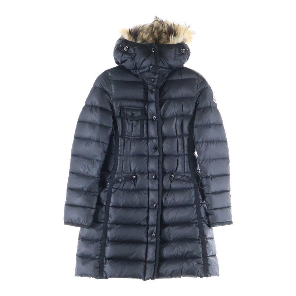 MONCLER(モンクレール) 16AW HERMIFUR エルミファー フーデッド ジップアップ ダウン ロング ジャケット コート ブラック レディース B20934990015 53048