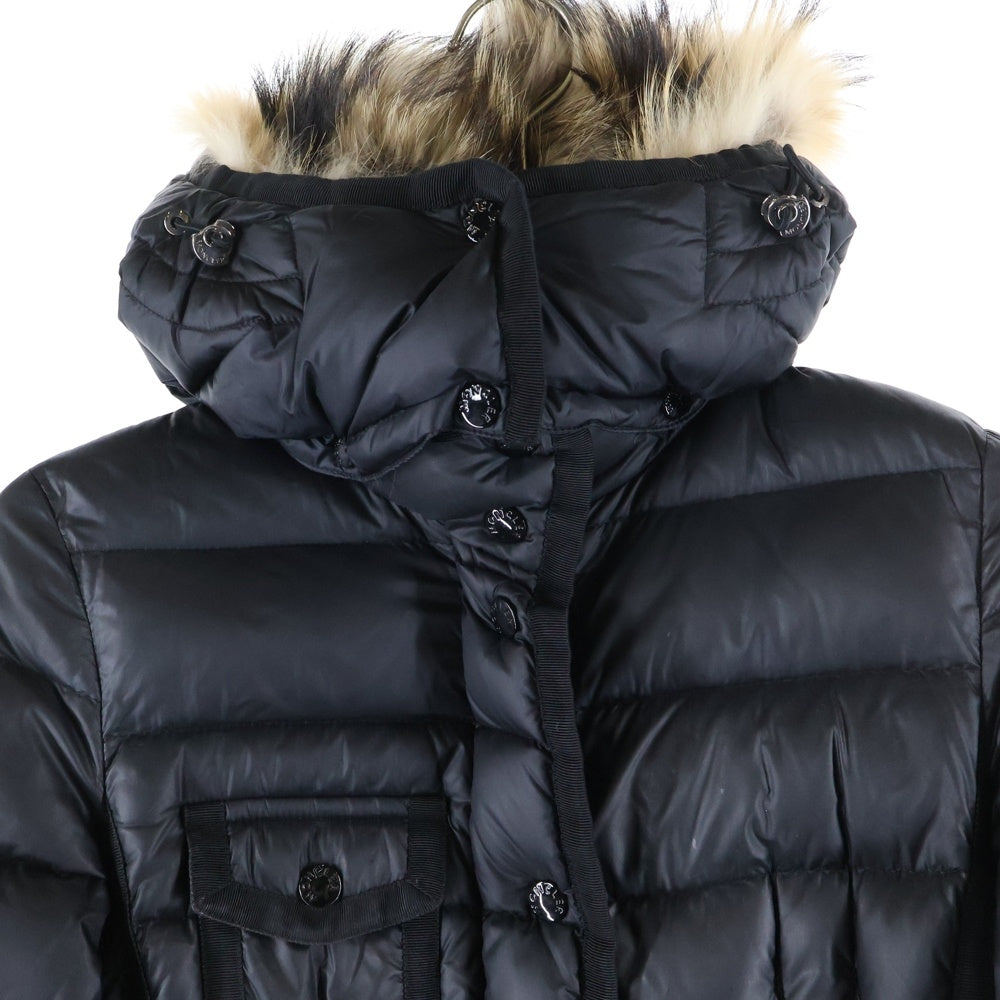 MONCLER(モンクレール) 16AW HERMIFUR エルミファー フーデッド ジップアップ ダウン ロング ジャケット コート ブラック レディース B20934990015 53048