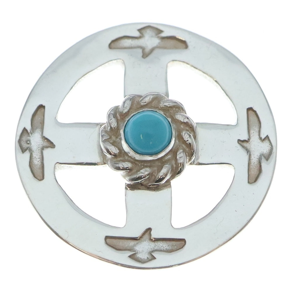 NO BRAND(ノーブランド) THE SUN (ザサン) 丸型銀縄BSターコイズ メディスンホイール 18mm シルバー/ライトブルー
