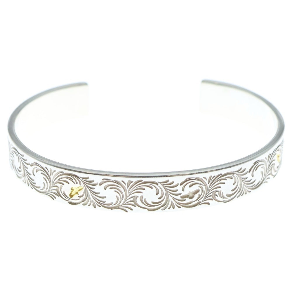 THE SUN(ザサン) 唐草彫り ゴールド&シルバー イーグルスタンプ バングル 10mm シルバー/ゴールド