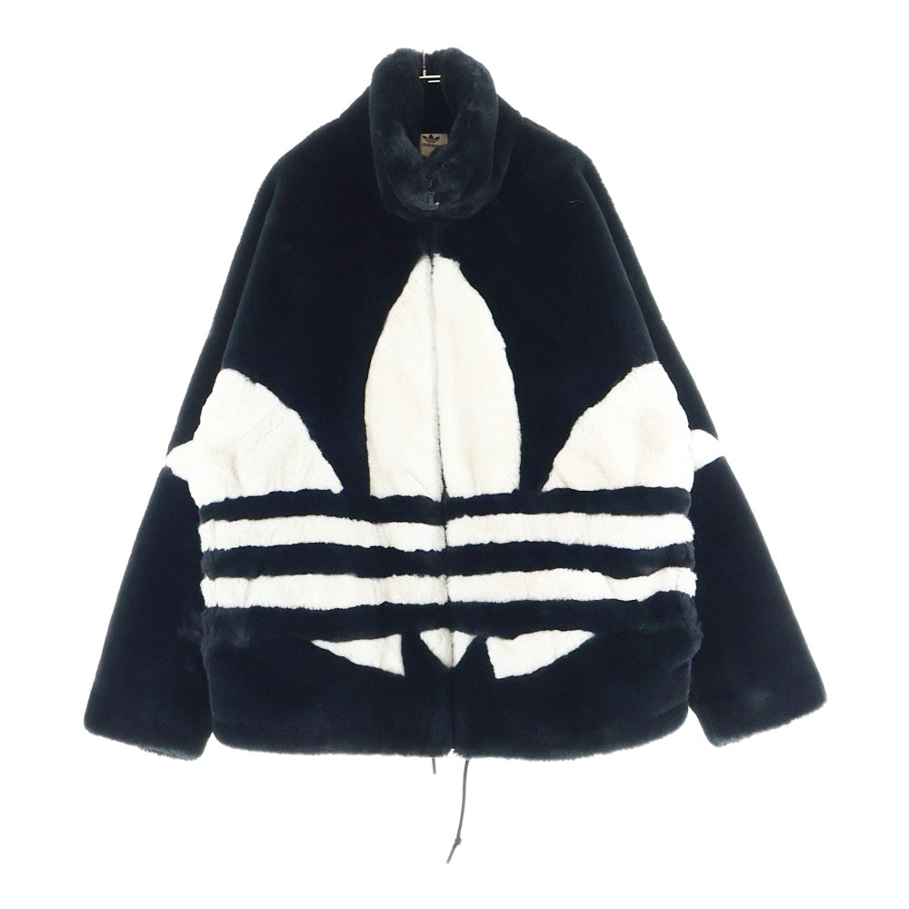 adidas(アディダス) Big Logo Fur Jacket HC0323 A6A001 ビッグロゴ ファーボア ジャケット ブラック/ホワイト