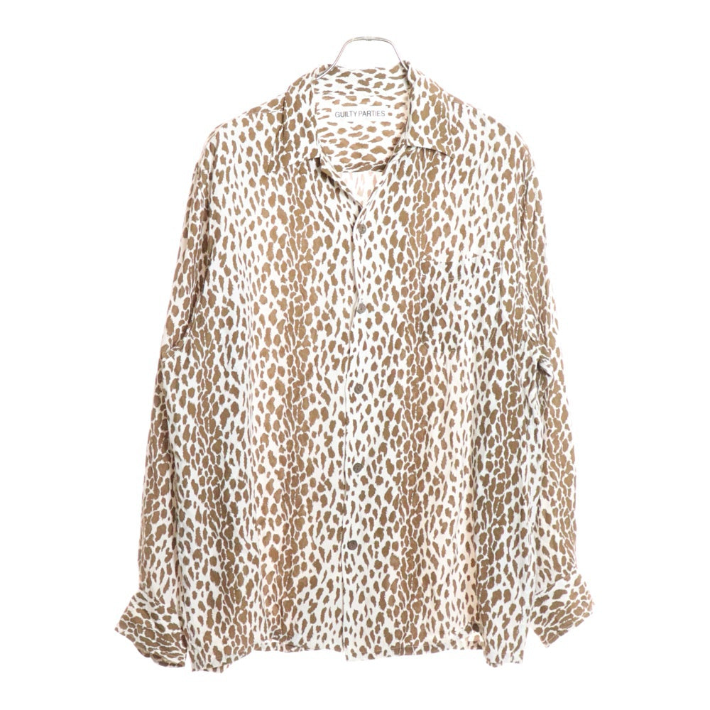 WACKO MARIA(ワコマリア) 24SS LEOPARD OPEN COLLAR SHIRT HAWAIIAN SHIRT 24SSE-WMS-HI01 レオパード オープンカラー ハワイアンシャツ 長袖シャツ ブラウン/ホワイト