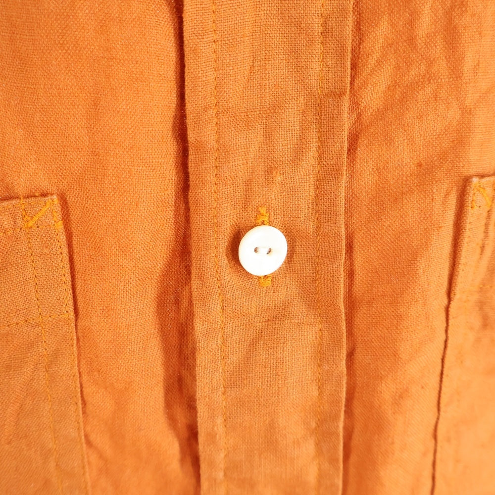 Needles(ニードルス) 24SS Band Collar Work Shirt Linen Canvas OT207 バンドカラー 長袖シャツ オレンジ