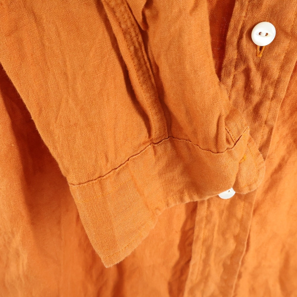 Needles(ニードルス) 24SS Band Collar Work Shirt Linen Canvas OT207 バンドカラー 長袖シャツ オレンジ