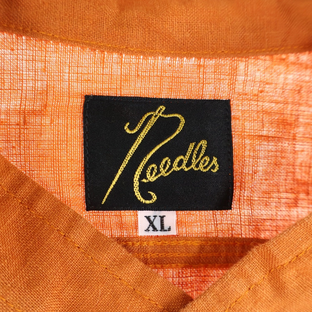 Needles(ニードルス) 24SS Band Collar Work Shirt Linen Canvas OT207 バンドカラー 長袖シャツ オレンジ