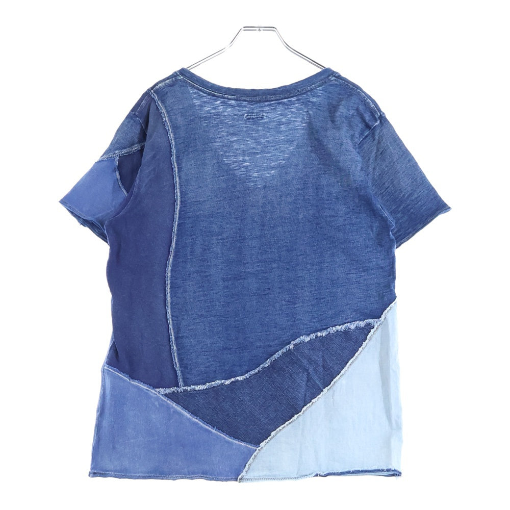 KAPITAL(キャピタル) ヒッピーパッチワーク Vネック 半袖Tシャツカットソー インディゴ