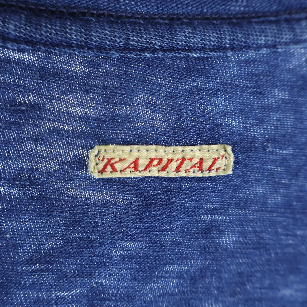 KAPITAL(キャピタル) ヒッピーパッチワーク Vネック 半袖Tシャツカットソー インディゴ