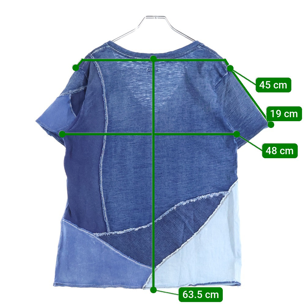 KAPITAL(キャピタル) ヒッピーパッチワーク Vネック 半袖Tシャツカットソー インディゴ