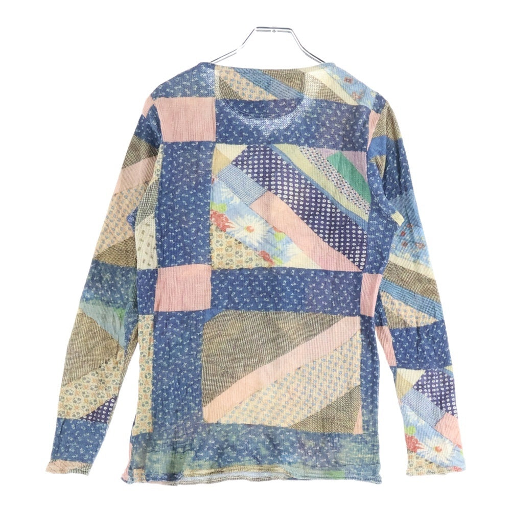 KAPITAL(キャピタル) パッチワークプリント ヘンリーネック長袖Tシャツカットソー マルチカラー