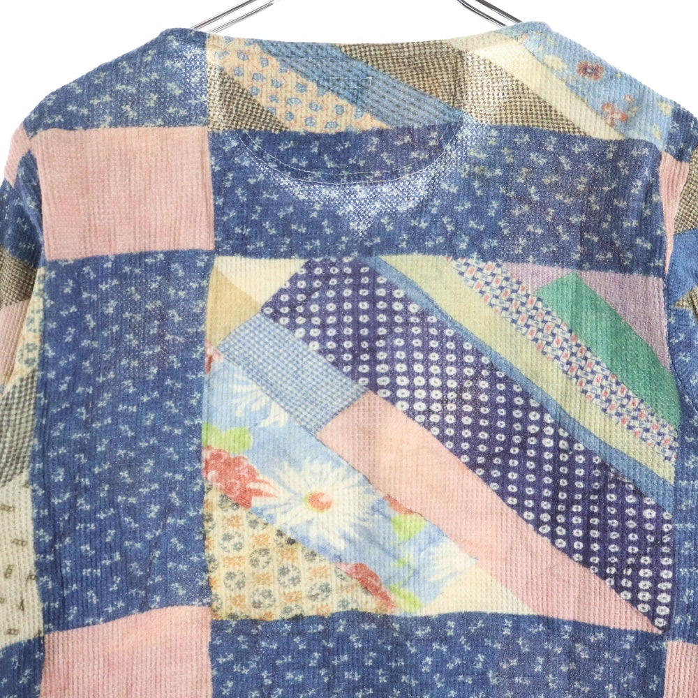 KAPITAL(キャピタル) パッチワークプリント ヘンリーネック長袖Tシャツカットソー マルチカラー