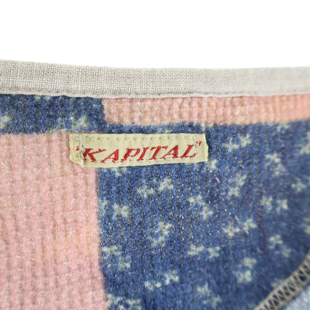 KAPITAL(キャピタル) パッチワークプリント ヘンリーネック長袖Tシャツカットソー マルチカラー