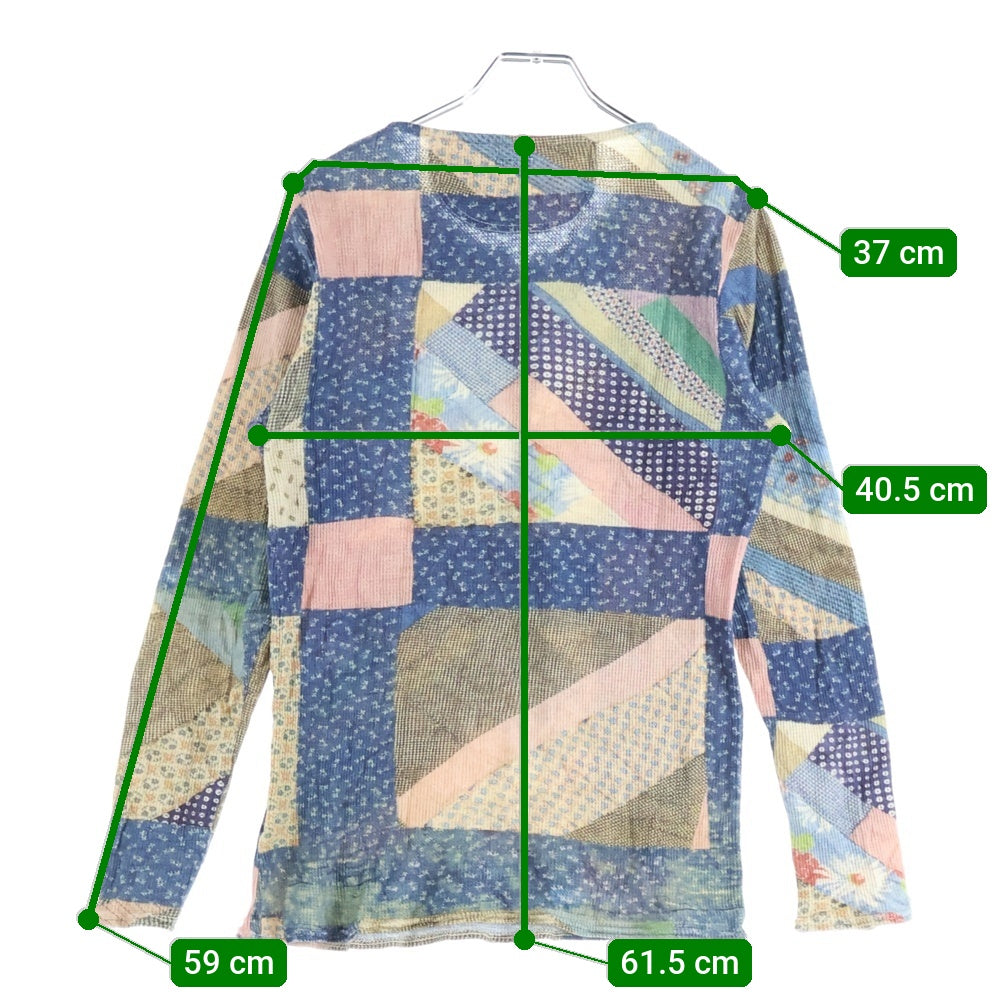 KAPITAL(キャピタル) パッチワークプリント ヘンリーネック長袖Tシャツカットソー マルチカラー