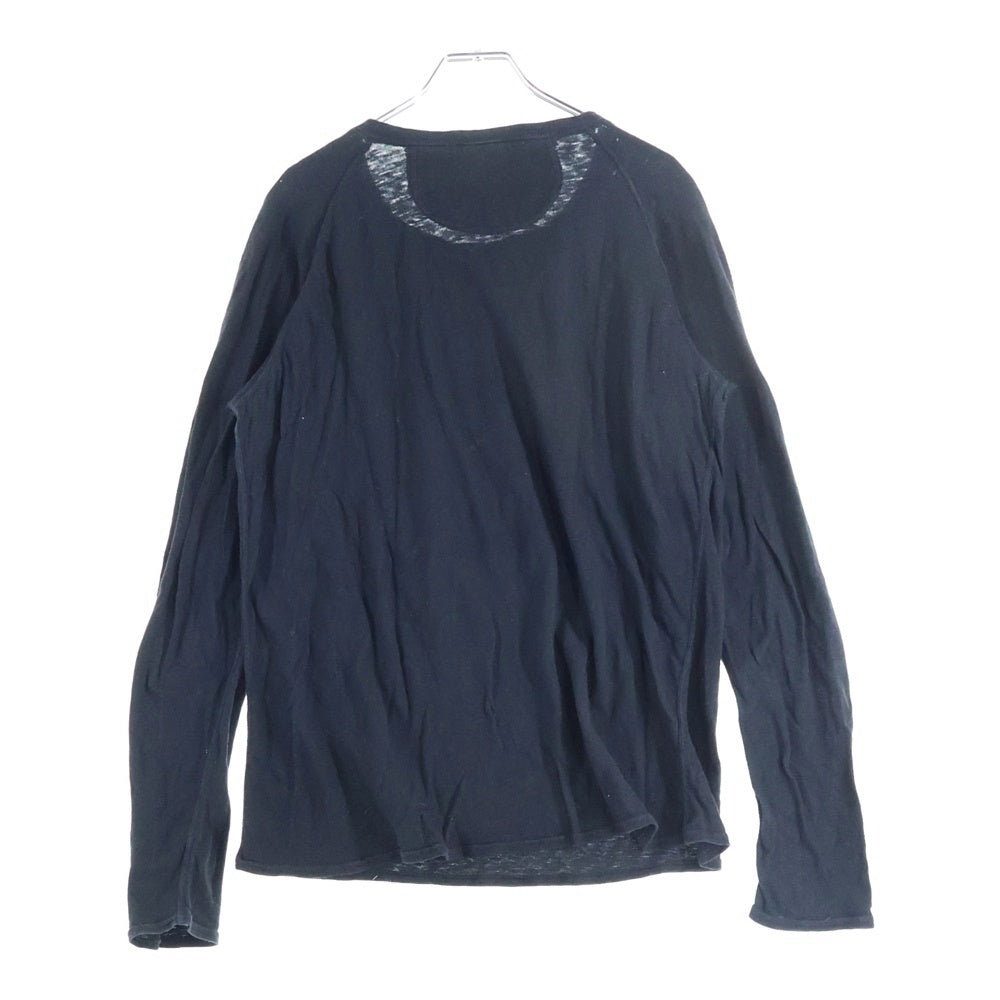 KAPITAL(キャピタル) ヘンリーネック コットン 長袖Tシャツカットソー ロングスリーブ ロンT ブラック