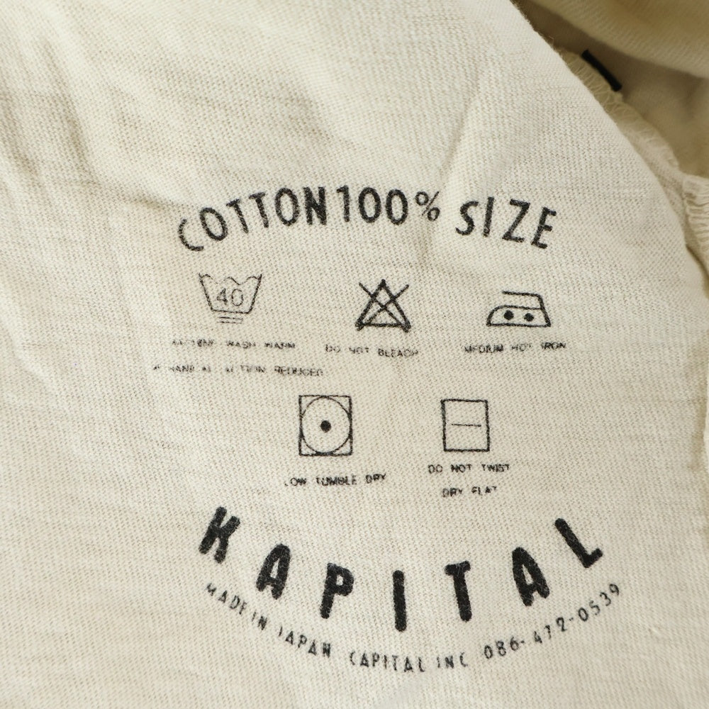 KAPITAL(キャピタル) ヘンリーネック コットン 半袖Tシャツカットソー ベージュ