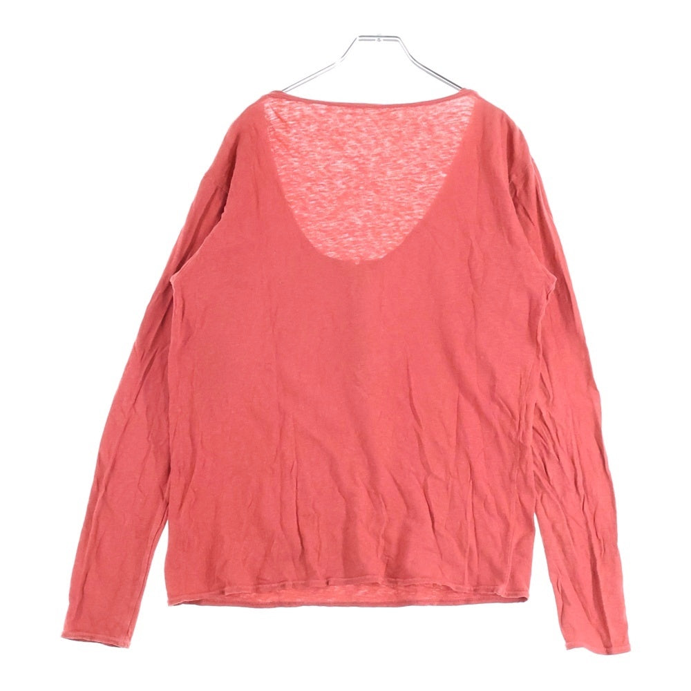 KAPITAL(キャピタル) ヘンリーネック コットン 長袖Tシャツカットソー ロングスリーブ ロンT レッド