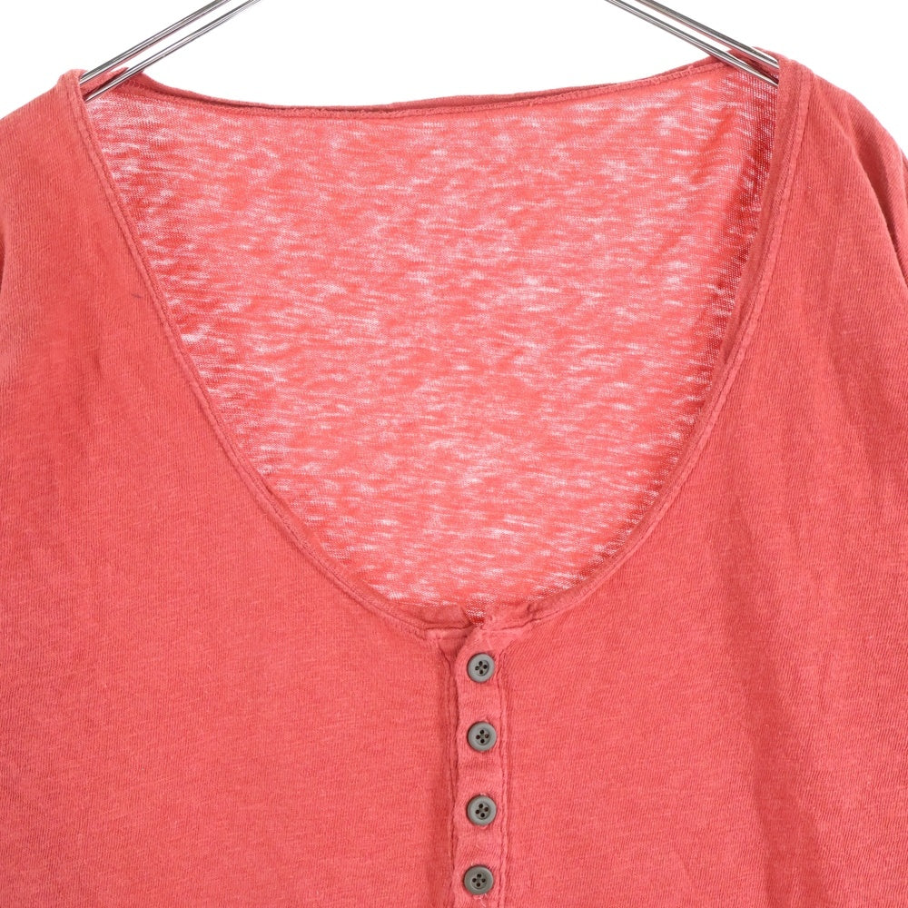 KAPITAL(キャピタル) ヘンリーネック コットン 長袖Tシャツカットソー ロングスリーブ ロンT レッド