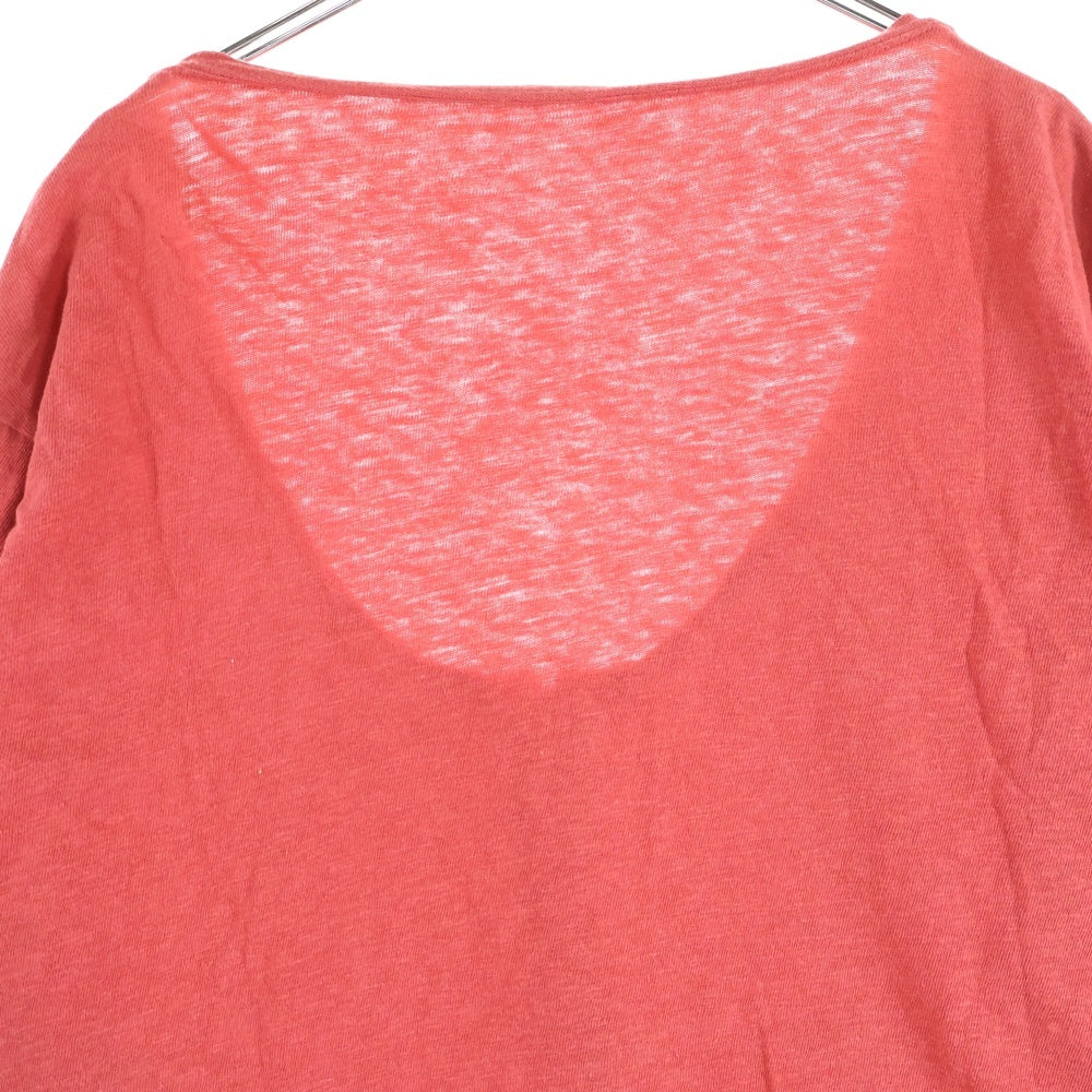 KAPITAL(キャピタル) ヘンリーネック コットン 長袖Tシャツカットソー ロングスリーブ ロンT レッド