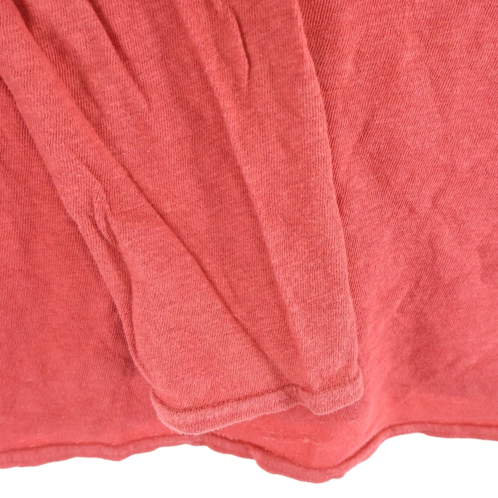 KAPITAL(キャピタル) ヘンリーネック コットン 長袖Tシャツカットソー ロングスリーブ ロンT レッド