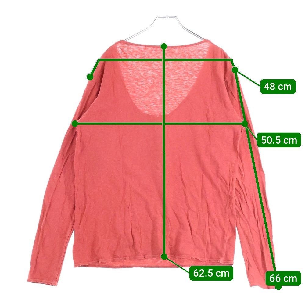 KAPITAL(キャピタル) ヘンリーネック コットン 長袖Tシャツカットソー ロングスリーブ ロンT レッド