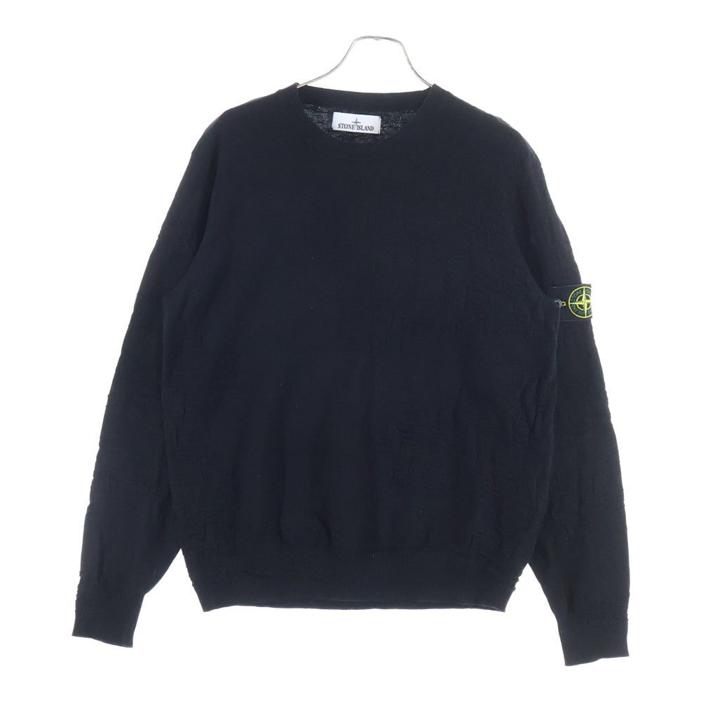 STONE ISLAND(ストーンアイランド) Sweater 7815515B3 総柄 ロゴワッペン クルーネックスウェットトレーナー ブラック