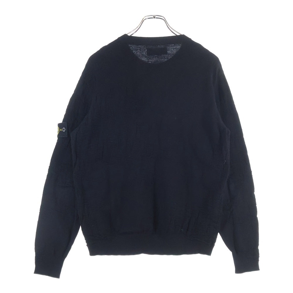 STONE ISLAND(ストーンアイランド) Sweater 7815515B3 総柄 ロゴワッペン クルーネックスウェットトレーナー ブラック