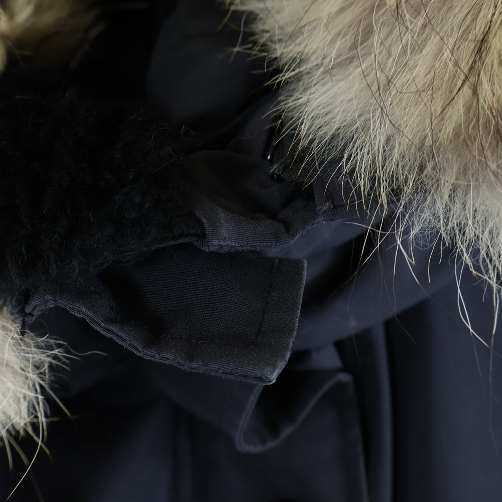 CANADA GOOSE(カナダグース) BRONTE PARKA 2603JL ブロンテ パーカー ワッペンロゴ ファーフーデッド ジップアップ ダウンジャケット ロングジャケット ネイビー レディース
