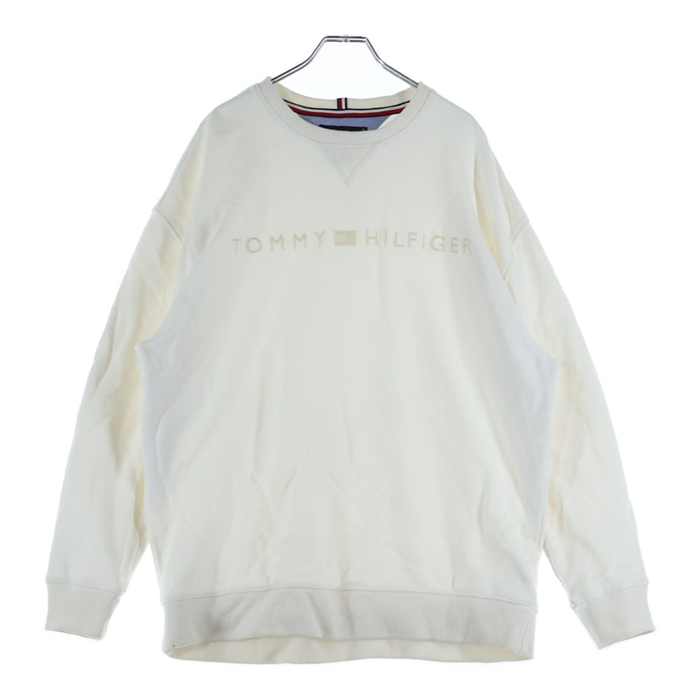 TOMMY HILFIGER(トミーヒルフィガー) フロントロゴ刺繍クルーネック長袖スウェットトレーナー ホワイト 78J7110