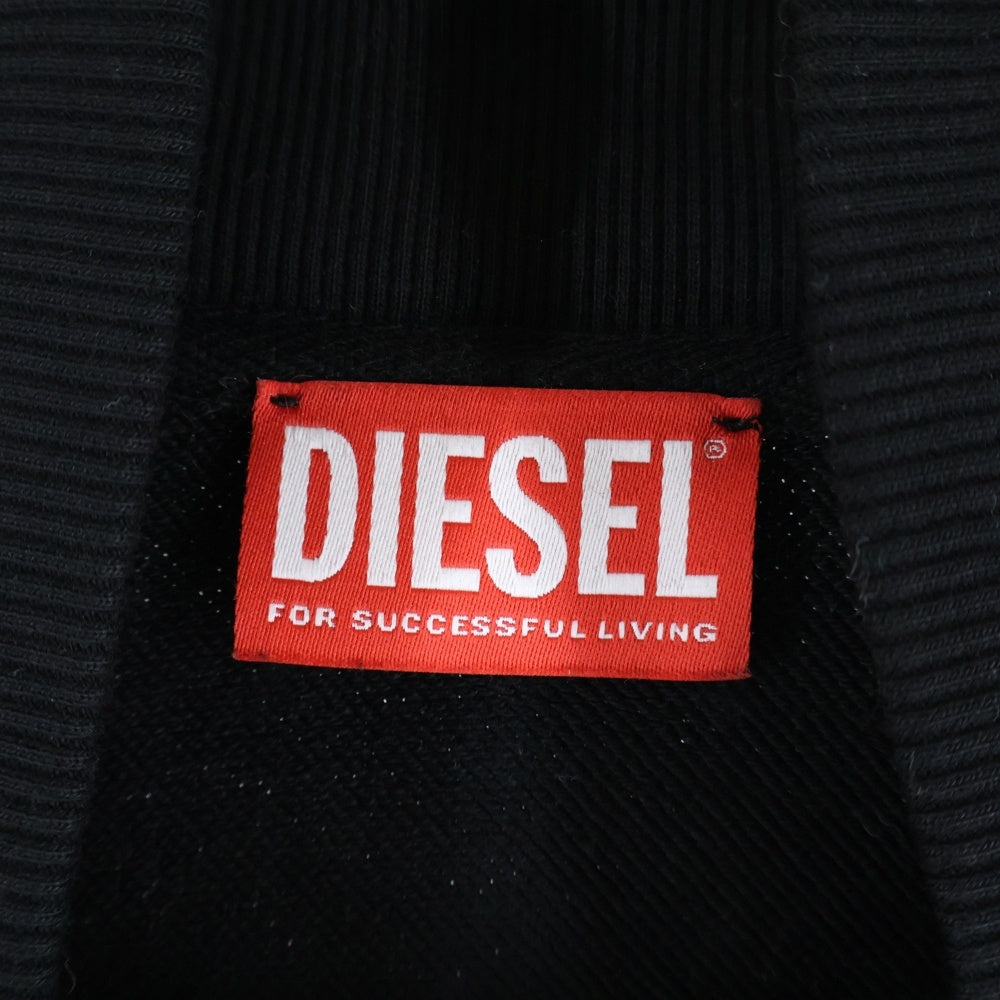 DIESEL(ディーゼル) S-GINNI-ZIP-OD A11439 ジップアップ パーカー コットン スウェット メタルDロゴ ハイネック ブラック