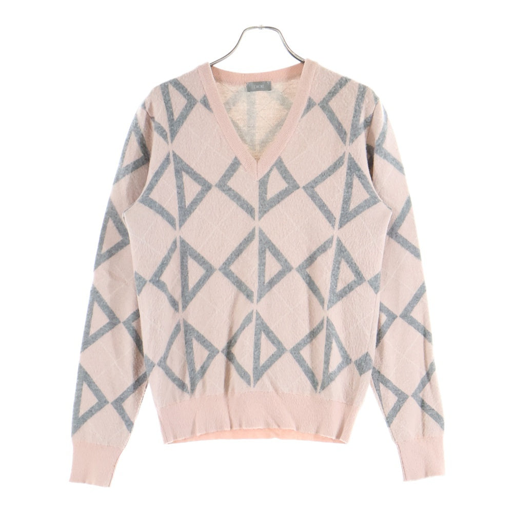 DIOR(ディオール) Vネック カシミア ニットセーター ピンク 933M623AT984