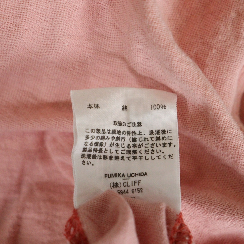 FUMIKA UCHIDA(フミカウチダ) コットン ワンピース クルーネック長袖Tシャツカットソー ロングスリーブ ロンT ピンク レディース FU-M-CS005