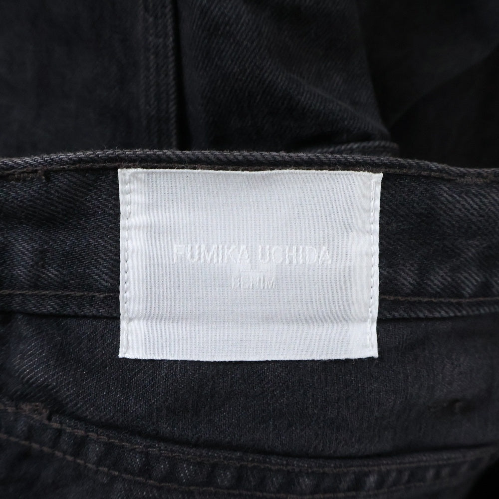 FUMIKA UCHIDA(フミカウチダ) 15oz BLACK DENIM CENTER PRESS センタープレス デニムパンツ ジーンズ ブラック レディース FU-I-PT010