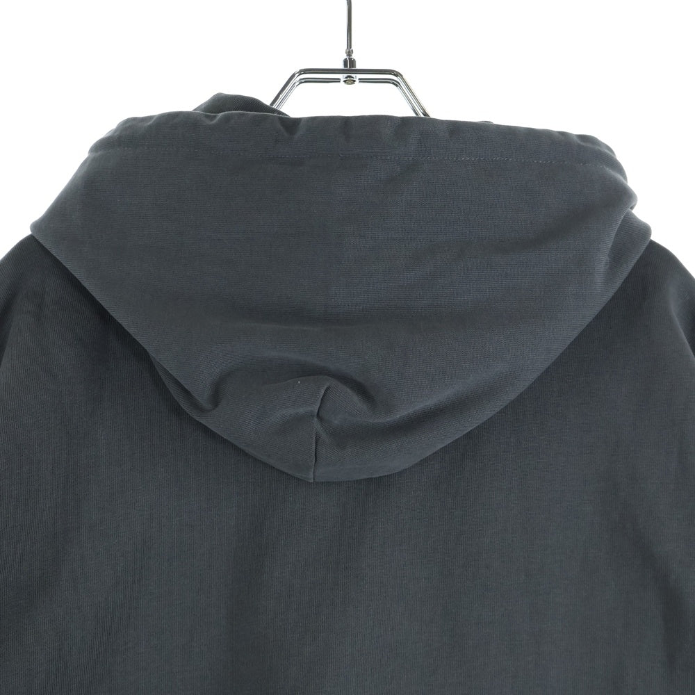 ARNODEFRANCE(アーノルデフランス) HOODED TEE OVERLAPPED ワンポイントロゴ レイヤード プルオーバーパーカー フーディ グレー