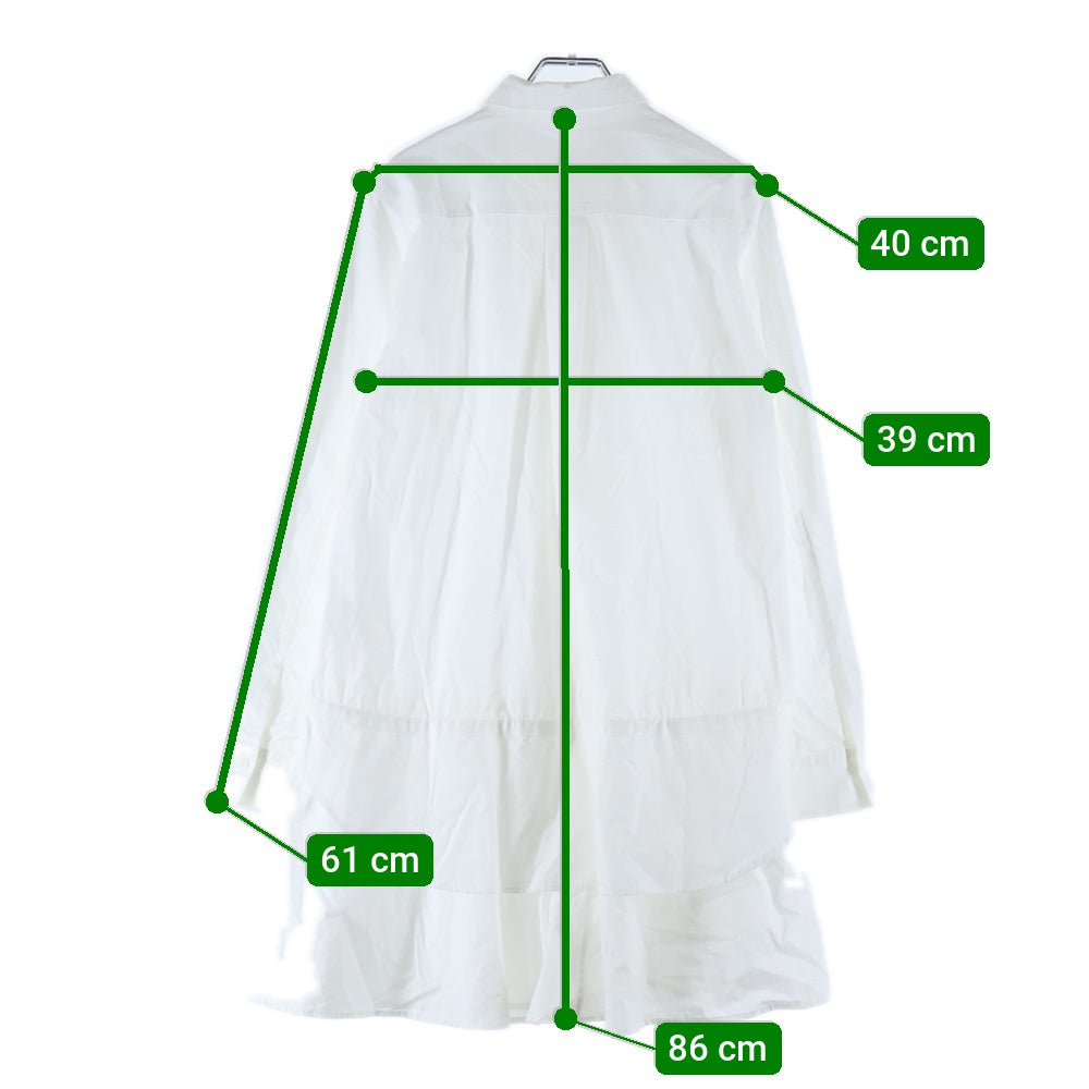 Y's(ワイズ) Tape Line Layered Long Shirt YY-B04-001 テープラインレイヤードロングシャツ ホワイト レディース