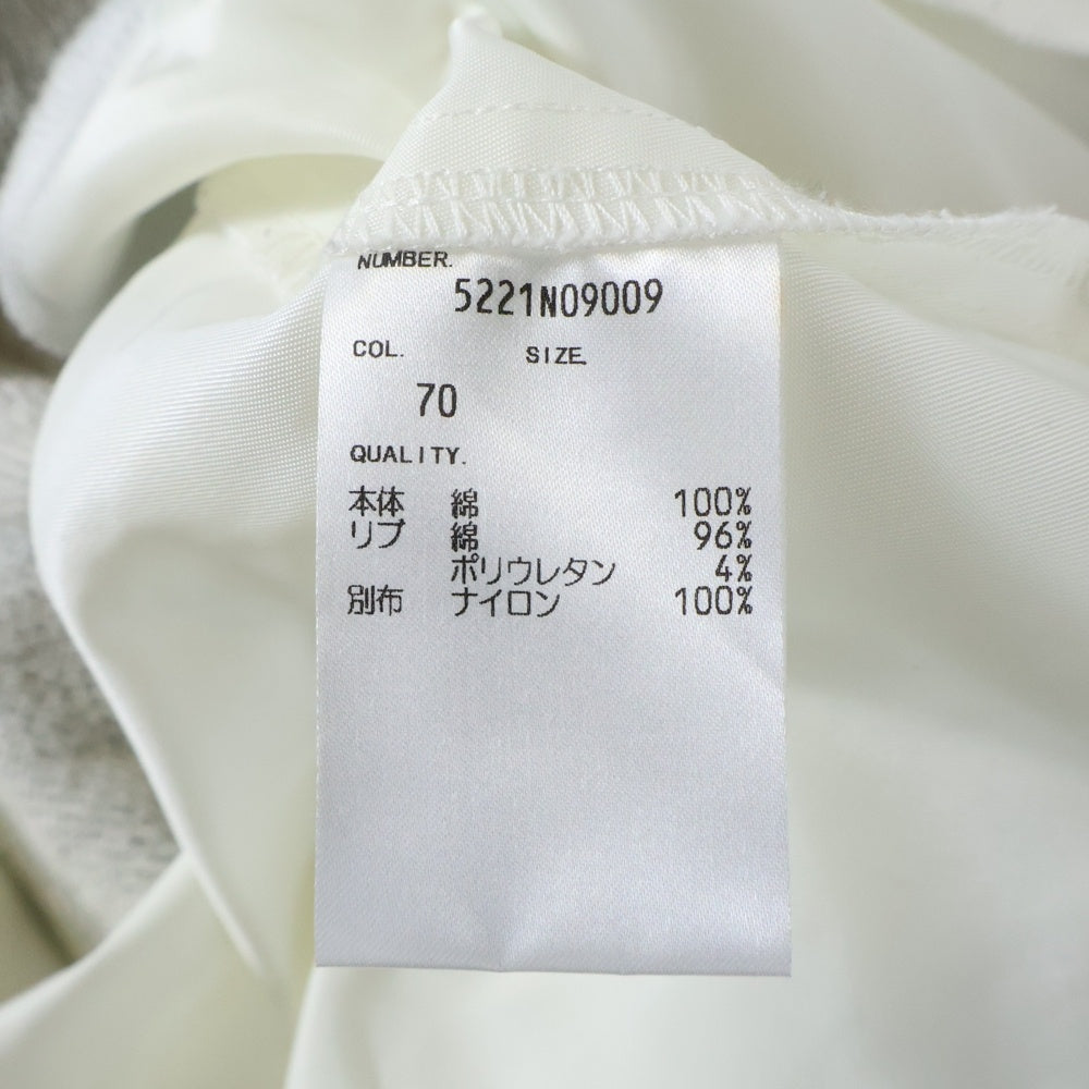 NO BRAND(ノーブランド) IJIIT&Co.【イジット】 Nylon Cotton Blend Sweatshirt 5221N09009 ナイロン コットン混 スウェットトレーナー グレー レディース