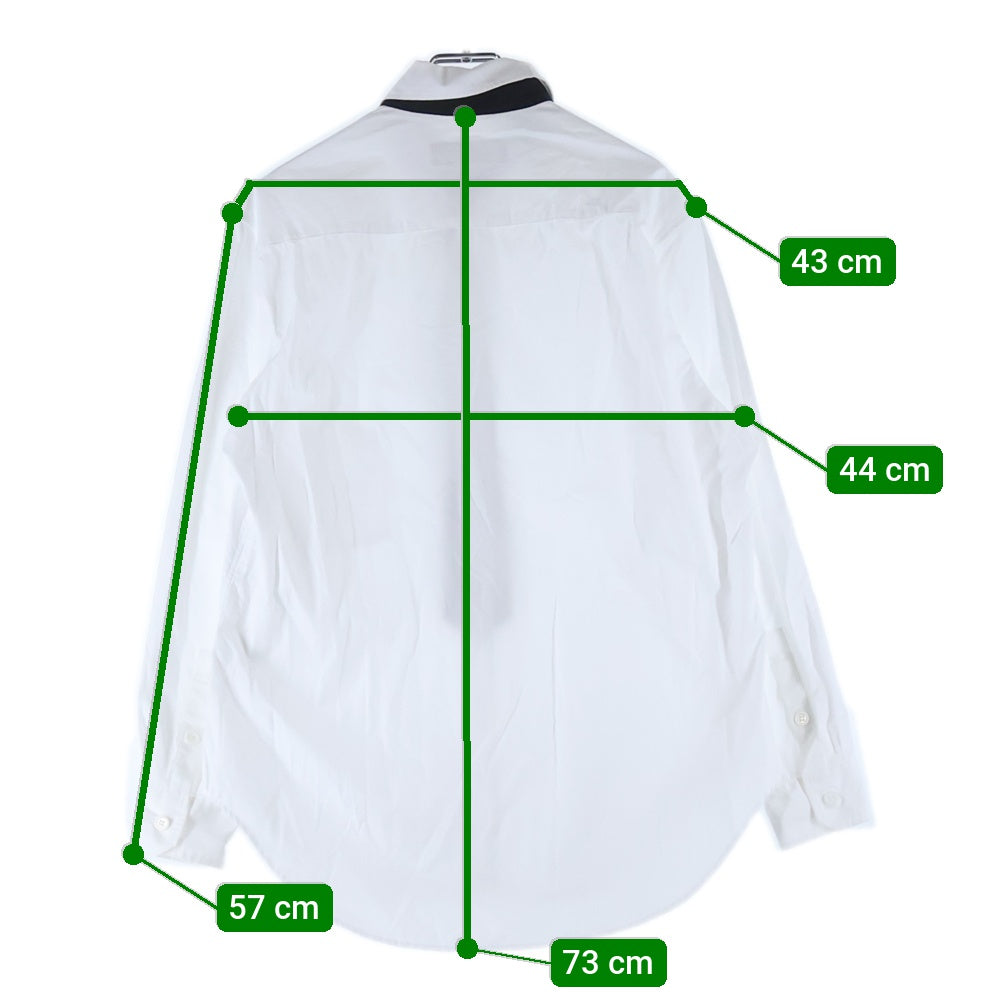 Y's(ワイズ) Black Tie Design Longsleeve Shirt FX-B82-001 ブラックネクタイデザイン 長袖シャツ ホワイト レディース