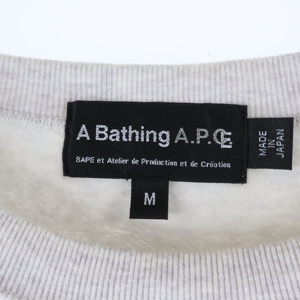 A BATHING APE(アベイシングエイプ) × A.P.C. Baby Milo Print Crew Sweatshirt 002SWI231902C アーペーセー ベビーミロ プリントクルーネック長袖スウェットトレーナー グレー