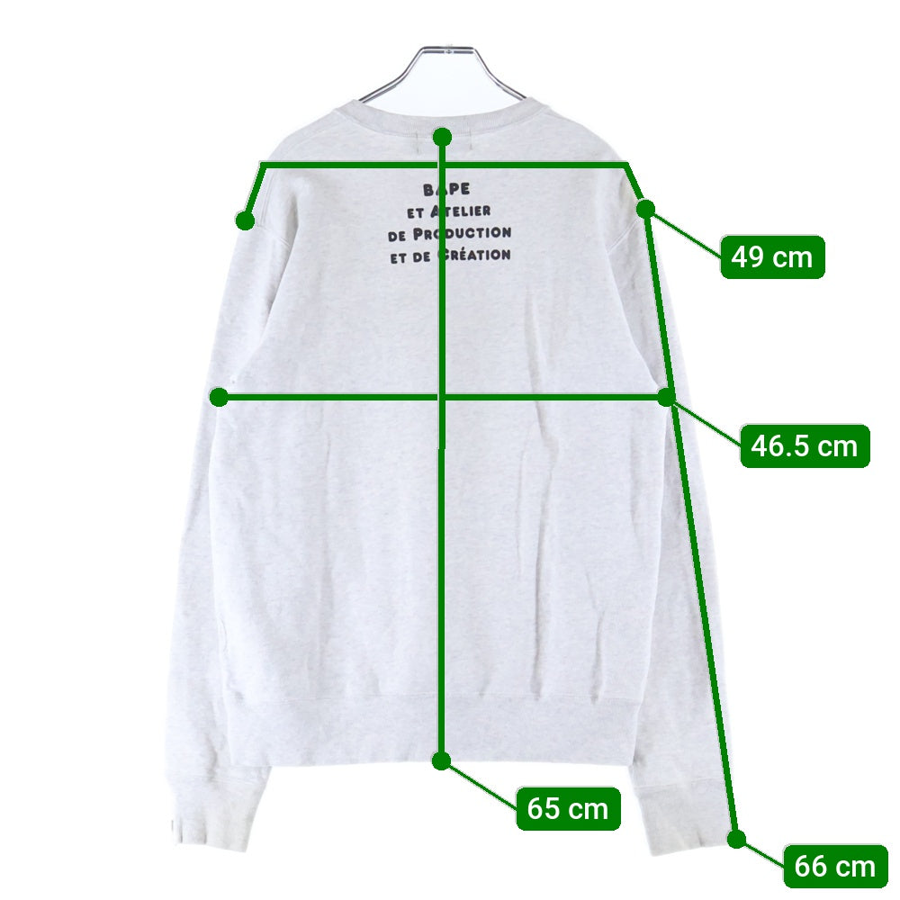 A BATHING APE(アベイシングエイプ) × A.P.C. Baby Milo Print Crew Sweatshirt 002SWI231902C アーペーセー ベビーミロ プリントクルーネック長袖スウェットトレーナー グレー