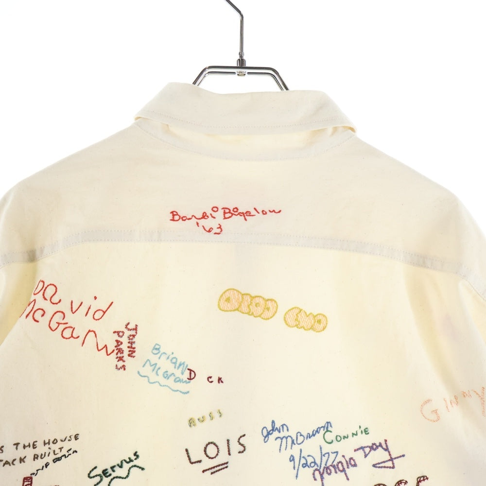 PAY DAY(ペイデイ) All Over Print Long Sleeve Shirt 総柄 刺繍 長袖シャツ ホワイト PD17-SH-BE4