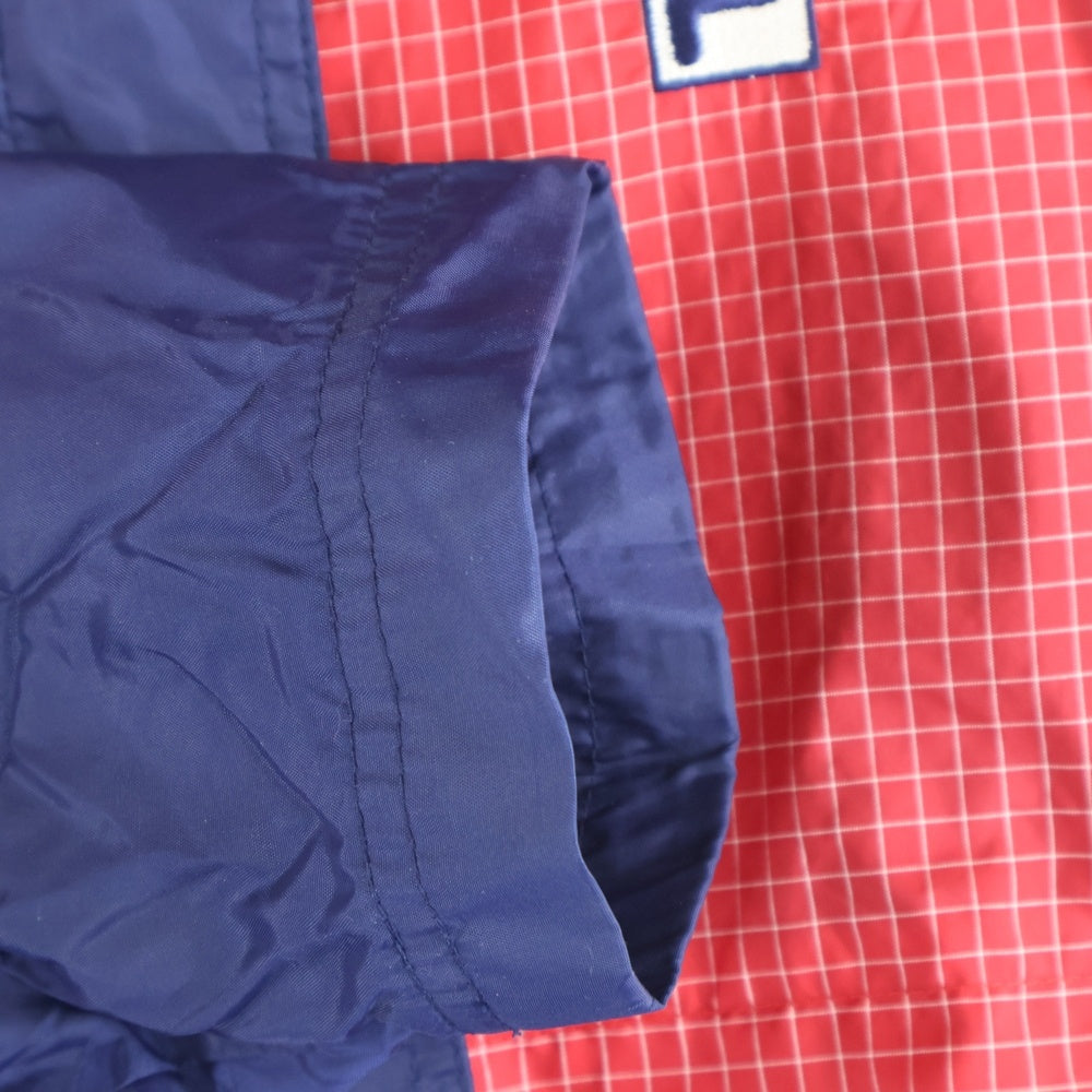 FILA(フィラ) Windbreaker Red White フロントワンポイントロゴ刺繍 ジップアップナイロンジャケット レッド/ホワイト