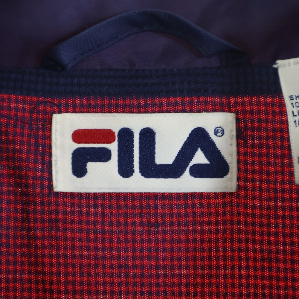 FILA(フィラ) Windbreaker Red White フロントワンポイントロゴ刺繍 ジップアップナイロンジャケット レッド/ホワイト