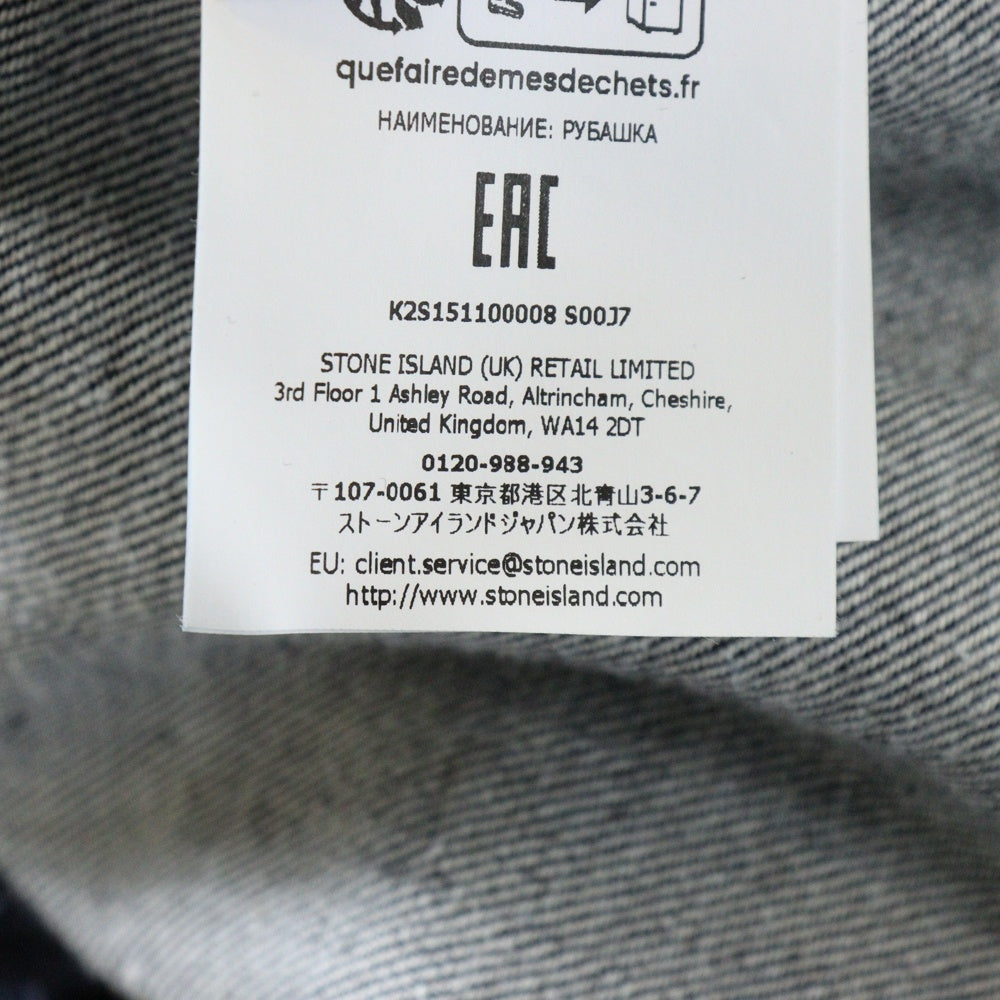 STONE ISLAND(ストーンアイランド) 25AW Denim Shirts K2S151100008 袖ロゴワッペン デニム長袖シャツ デニムジャケット インディゴ