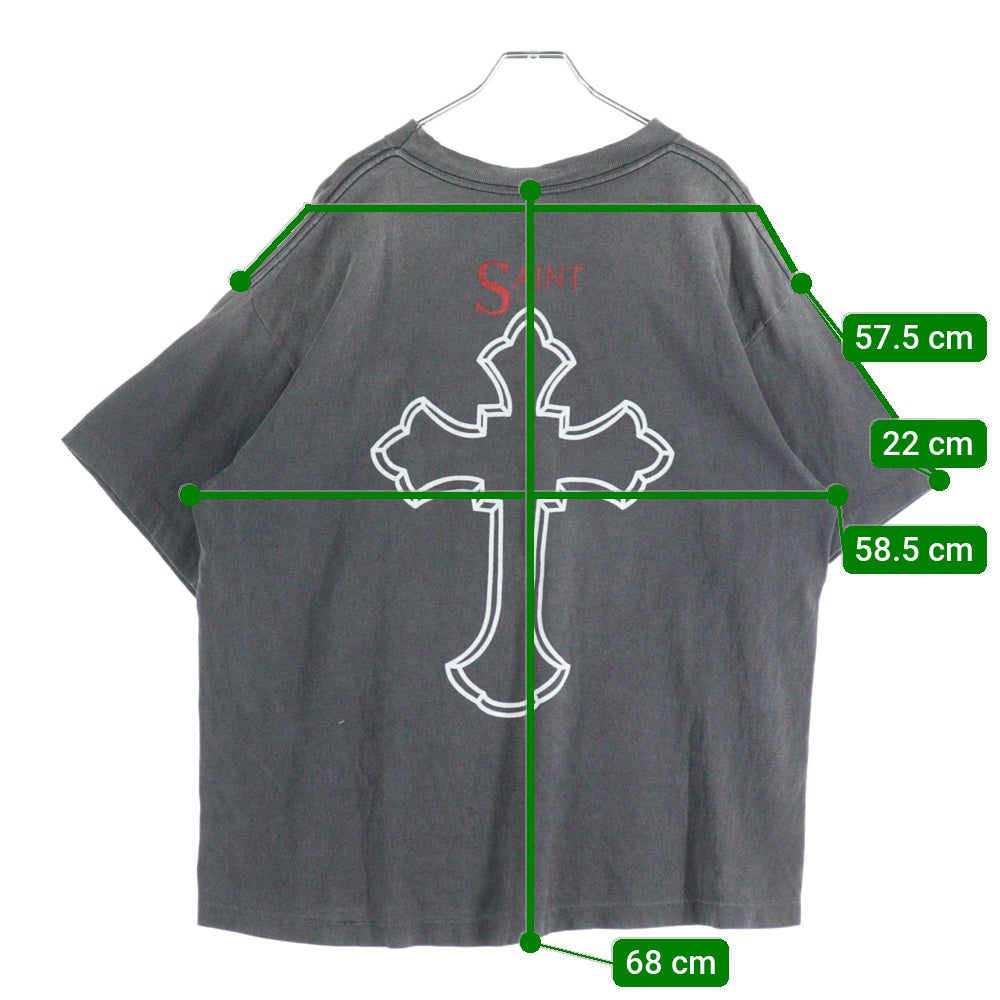SAINT MICHAEL(セントマイケル) 25SS×2PAC 2PC SS TEE SM-HR8-0000-C14 2パック ヴィンテージ加工プリント半袖Tシャツ ブラック