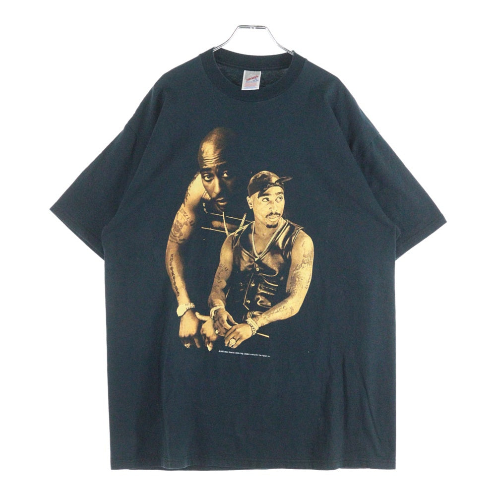 VINTAGE(ヴィンテージ) 90s 2PAC STOP THE VIOLENCE JERZEESタグ 両面プリントクルーネック半袖Tシャツカットソー ダークグリーン