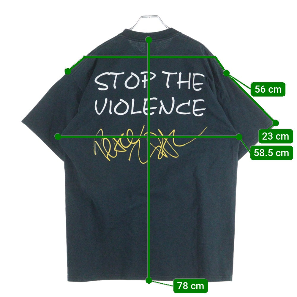 VINTAGE(ヴィンテージ) 90s 2PAC STOP THE VIOLENCE JERZEESタグ 両面プリントクルーネック半袖Tシャツカットソー ダークグリーン