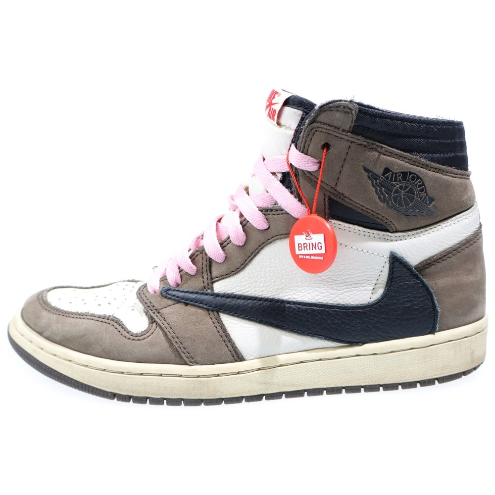 NIKE(ナイキ) ×TRAVIS SCOTT AIR JORDAN 1 RETRO HIGH OG TS SP CD4487-100 トラヴィススコット エアジョーダン1 ハイカットスニーカー ブラウン/ホワイト US9.5/27.5cm