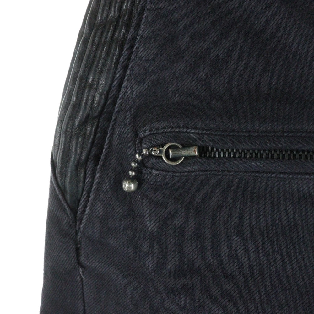 ISAMU KATAYAMA BACKLASH(イサムカタヤマバックラッシュ) Stretch Leather Denim Pants 1356-10 ストレッチ レザー ストレートデニムパンツ ブラック