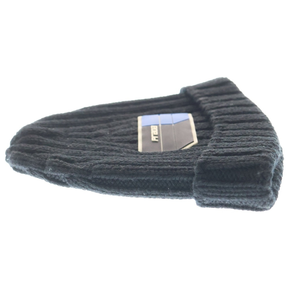 PRADA(プラダ) Rubber LOGO BEANIE UMD367 ラバーロゴビーニー ニット帽 帽子 ブラック