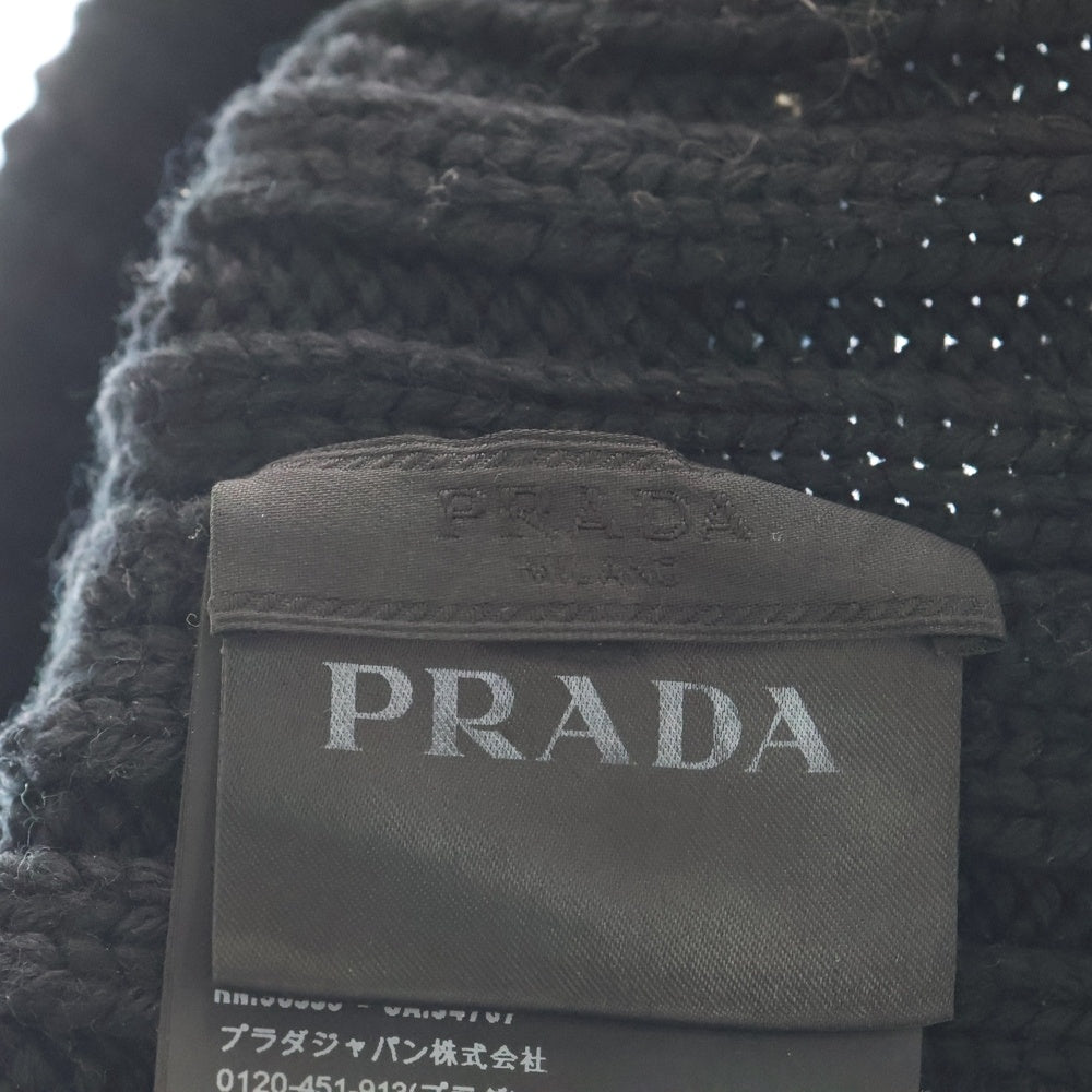 PRADA(プラダ) Rubber LOGO BEANIE UMD367 ラバーロゴビーニー ニット帽 帽子 ブラック