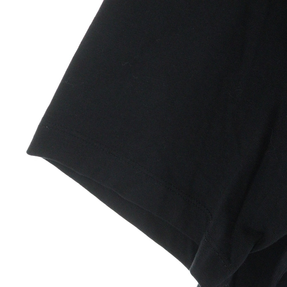 MARINE SERRE(マリーン セル) MOON LOGO CREW T-SHIRT ムーンロゴ刺繍 バックロゴ刺繍 オーバーサイズ クルーネック半袖Tシャツカットソー ブラック