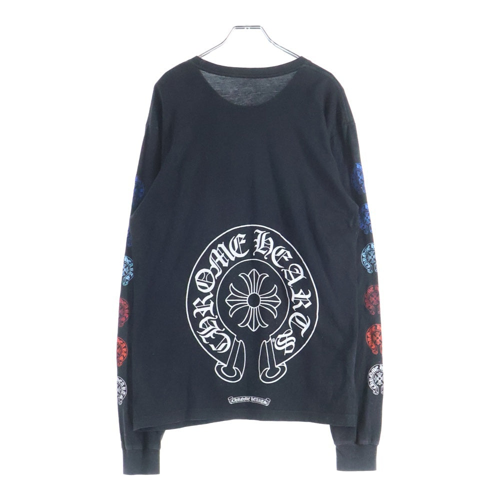 CHROME HEARTS(クロムハーツ) Multi Color Horseshoe L/S T-shirt マルチカラー ホースシュー クルーネック長袖Tシャツカットソー ブラック